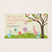 Whimsical Cute Owls Tree of Life Heart Leaf Swirls Visitekaartjes (Achterkant)