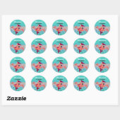 Whimsical Cute Paarse Mermaid & Pink Mermingo Ronde Sticker (Vel)