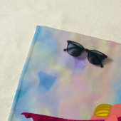 Whimsical Cute Paarse Mermaid & Pink Mermingo Strandlaken (In situ)