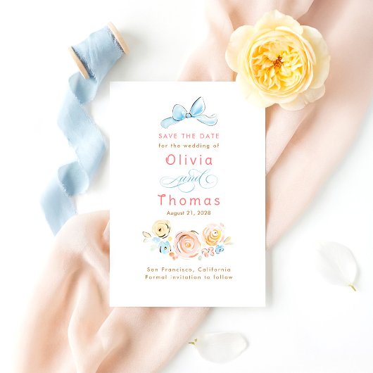 Whimsical Cute Pastel Bloemen Boog Save the Date