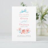Whimsical Cute Pastel Flowers Bow Save the Date (Staand voorkant)