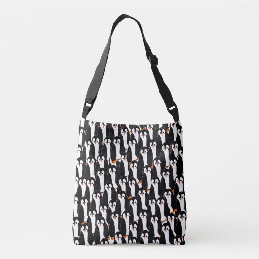 Whimsical Cute Piles of Penguins Crossbody Tas (Achterkant)