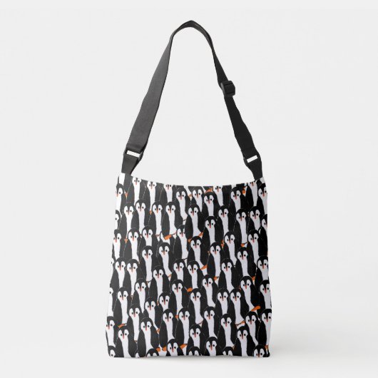 Whimsical Cute Piles of Penguins Crossbody Tas (Voorkant)