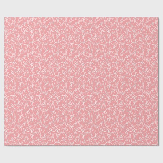 Whimsical Cute Pink White Bows Pattern Girly Gift Cadeaupapier (Vlak)