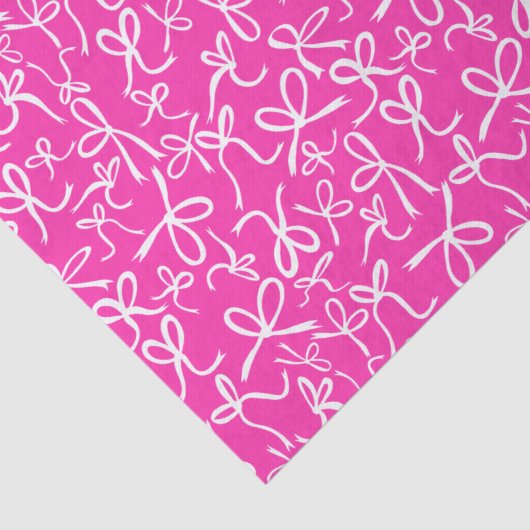 Whimsical Cute Pink White Bows Pattern Girly Gift  Tissuepapier (Detail)