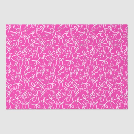Whimsical Cute Pink White Bows Pattern Girly Gift  Tissuepapier (Voorkant)
