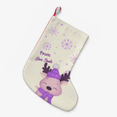 Whimsical Cute Purple Reindeer Christmas Stocking Kleine Kerstsok (Voorkant (Hangend))