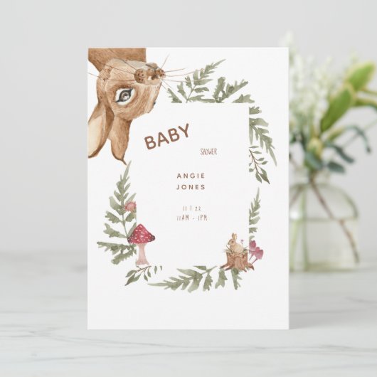 Whimsical Cute Rabbit Baby shower Kaart (Staand voorkant)
