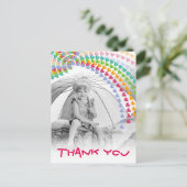 Whimsical Cute Rainbow Hearts Kinder Foto bedankt Briefkaart (Staand voorkant)