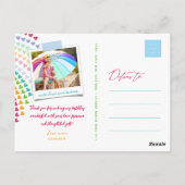 Whimsical Cute Rainbow Hearts Kinder Foto bedankt Briefkaart (Achterkant)