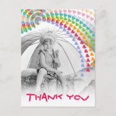 Whimsical Cute Rainbow Hearts Kinder Foto bedankt Briefkaart (Voorkant)