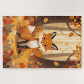 Whimsical Cute Red Fox in Autumn Forest Woodland Legpuzzel (Horizontaal)