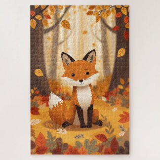 Whimsical Cute Red Fox in Autumn Forest Woodland Legpuzzel