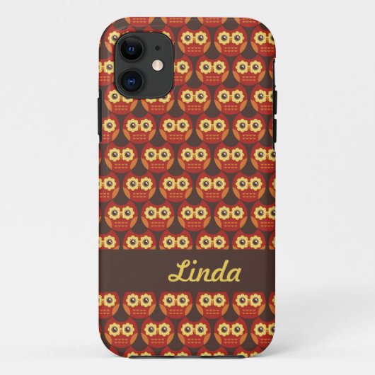 Whimsical Cute Red Owl Pattern 1 iPhone 5 Hoesje (Achterkant)