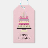 Whimsical Cute Retro Girly Pink Birthday Cake Cadeaulabel (Voorkant)