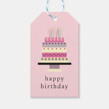 Whimsical Cute Retro Girly Pink Birthday Cake