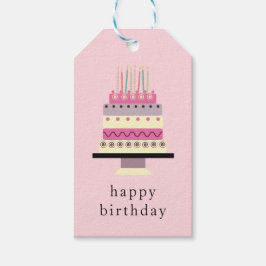 Whimsical Cute Retro Girly Pink Birthday Cake Cadeaulabel
