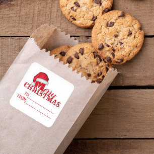 Whimsical Cute Santa Claus Funny-Kerstmis van Vierkante Sticker