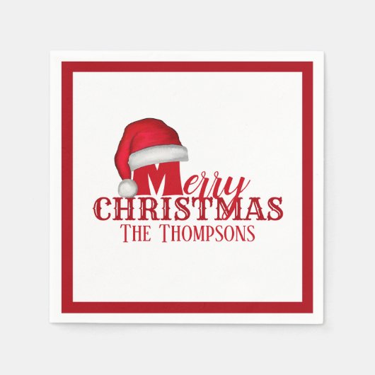 Whimsical Cute Santa Claus Holiday Kerstmis Servet (Voorkant)