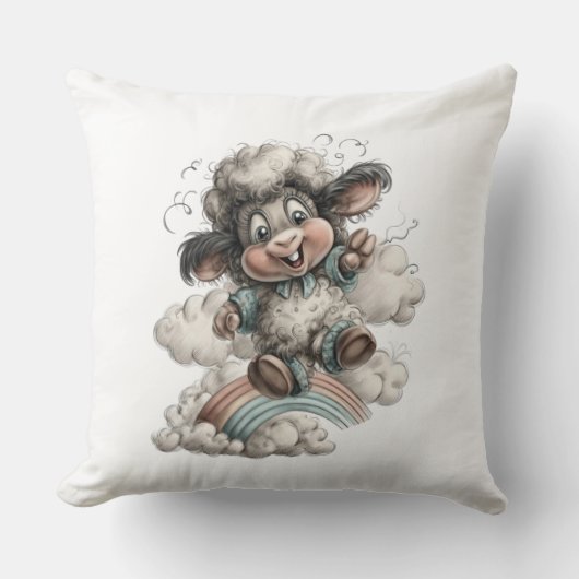 Whimsical Cute Sheep Kussen (Voorkant)