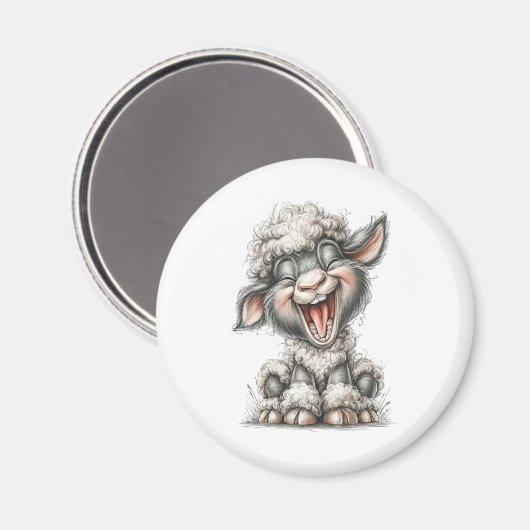 Whimsical Cute Sheep Magneet (Voorkant / Achterkant)
