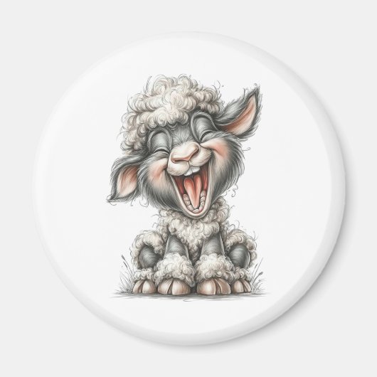 Whimsical Cute Sheep Magneet (Voorkant)