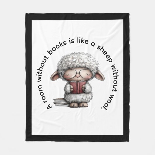 Whimsical Cute Sheep Reading a Book Fleece Deken (Voorkant)