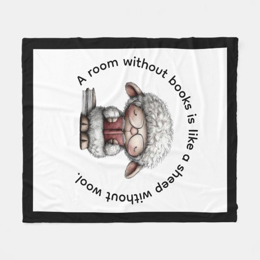 Whimsical Cute Sheep Reading a Book Fleece Deken (Voorkant (Horizontaal))