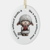 Whimsical Cute Sheep Reading a Book Keramisch Ornament (Rechts)