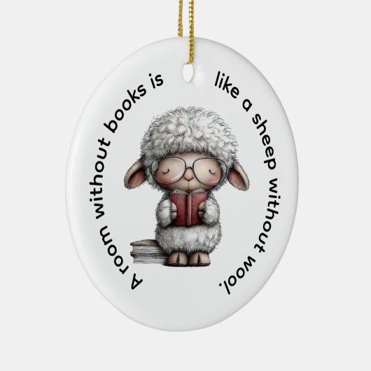 Whimsical Cute Sheep Reading a Book Keramisch Ornament (Rechts)