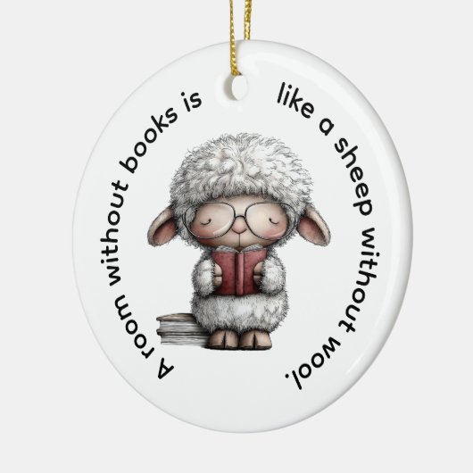 Whimsical Cute Sheep Reading a Book Keramisch Ornament (Links)