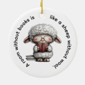 Whimsical Cute Sheep Reading a Book Keramisch Ornament (Achterkant)