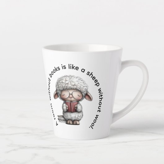 Whimsical Cute Sheep Reading a Book Latte Mok (Rechts)