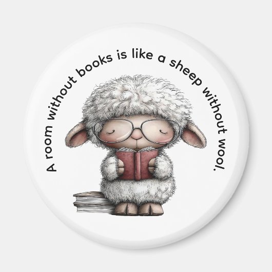 Whimsical Cute Sheep Reading a Book Magneet (Voorkant)