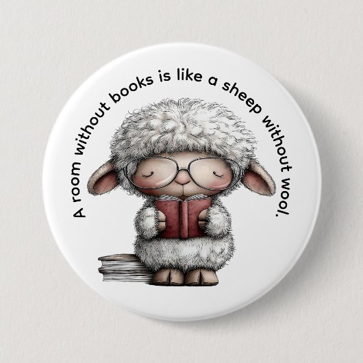 Whimsical Cute Sheep Reading a Book Ronde Button 7,6 Cm (Voorkant)