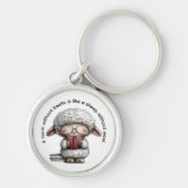 Whimsical Cute Sheep Reading a Book Sleutelhanger (Voorkant)