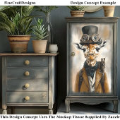 Whimsical Cute Steampunk Giraffe AC2 Découpage Tissuepapier