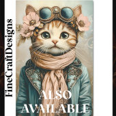 Whimsical Cute Steampunk Kat + Sjaal BH2 Decoupage Tissuepapier