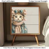 Whimsical Cute Steampunk Kat + Sjaal BH2 Decoupage Tissuepapier