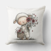Whimsical Cute Watercolor Sheep Kussen (Voorkant)