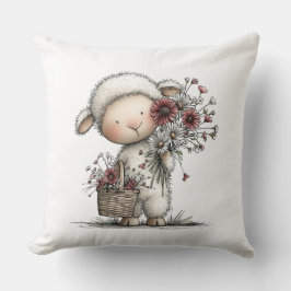 Whimsical Cute Watercolor Sheep Kussen