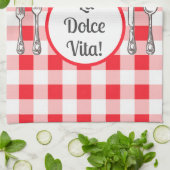 Whimsical Cutlery Dolce Vita Red Check  Theedoek (Gevouwen)