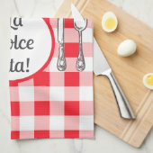 Whimsical Cutlery Dolce Vita Red Check  Theedoek (Quarter Fold)