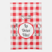Whimsical Cutlery Dolce Vita Red Check  Theedoek (Verticaal)