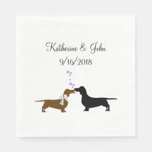 Whimsical Dachshund Bruiloft Papier Servet