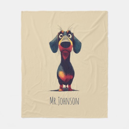  Whimsical Dachshund Character Illustration Fleece Deken (Voorkant)
