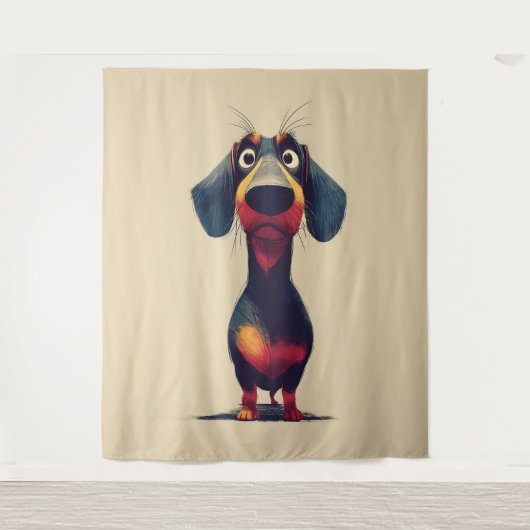  Whimsical Dachshund Character Illustration Wandkleed (Voorkant)