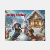 Whimsical Dachshund Christmas  Deurmat (Voorkant)