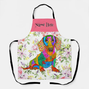 Whimsical Dachshund Dog Floral Schort