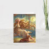 Whimsical Dachshund en Meisje Downloadable Kaart (Voorkant)